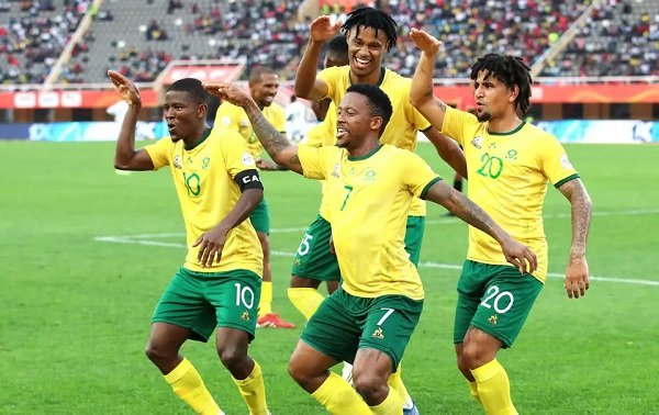 • South Africa players celebrate their victory