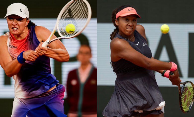 Swiatek (left) with Osaka