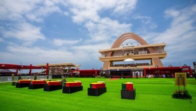 • The caskets containing the remains of the victims laid in state at the Black Star Square in Accra
