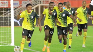 Ugandan players celebrating their victory over Niger