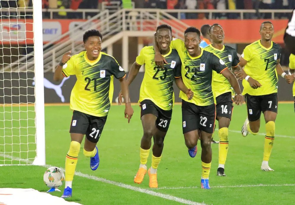 Ugandan players celebrating their victory over Niger
