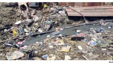• A choked gutter in Agbogbloshie-Konkomba Photo: Cynthia Nnankorla Bikarl