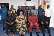 • Mr Kenneth Gilbert Adjei (seated second from right) with the new WRC board members Photo: Seth Osabukle