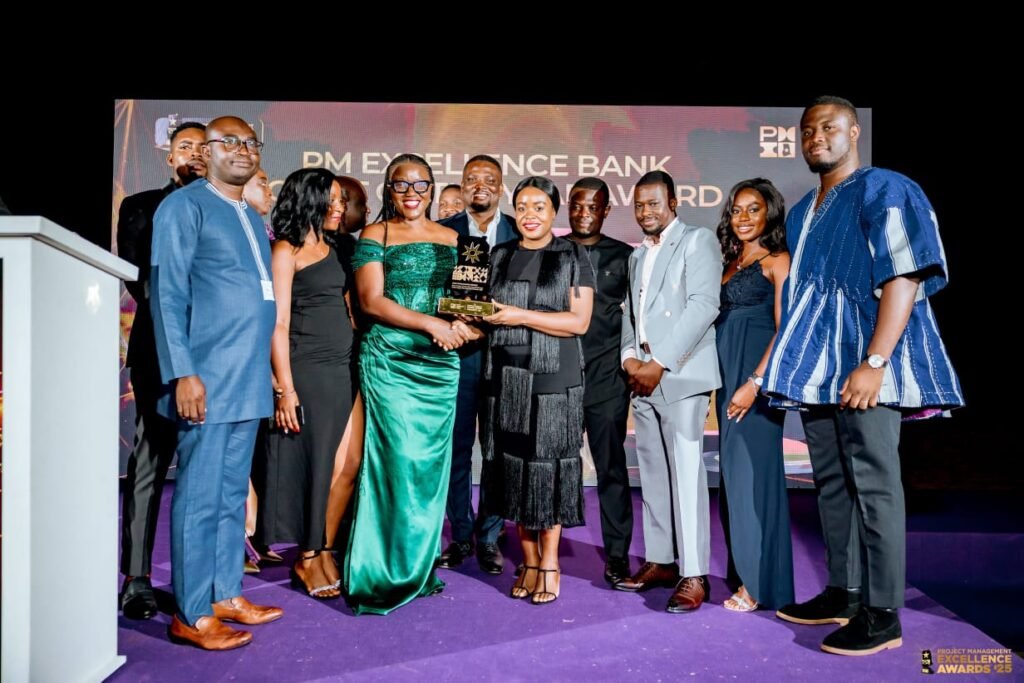 Nana Aforo Newman(4th from right) Head, Project Management Office, GCB Bank pictured in black