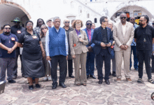 • Rev Dr Reynaldo Ferreira Leão Neto (fourth from left) with members of the WMC at the Cape Coast Castle l