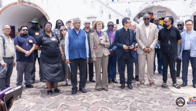 • Rev Dr Reynaldo Ferreira Leão Neto (fourth from left) with members of the WMC at the Cape Coast Castle l