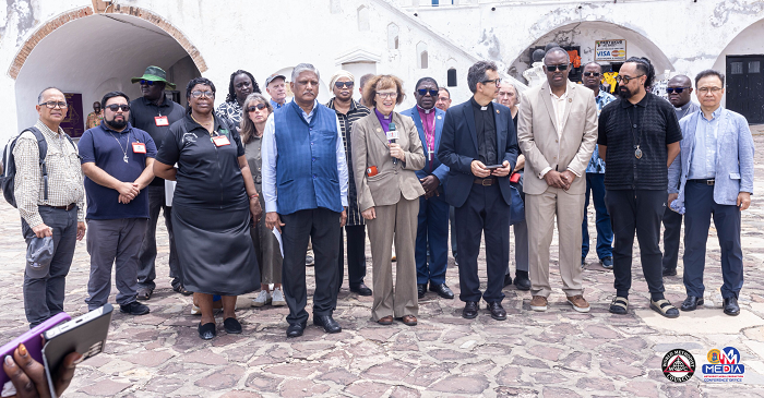 • Rev Dr Reynaldo Ferreira Leão Neto (fourth from left) with members of the WMC at the Cape Coast Castle l