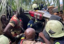 Personnel from the GNFS in a rescue operation