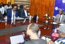 • Dr Alhasan Iddrisu (head of table) addressing the media Photo: Seth Osabukle