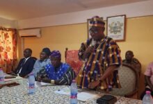 • Mr Roland Atanga Ayoo, delivering his address at the General Assembly meeting