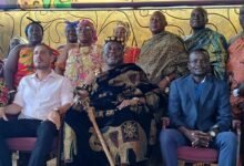 Prof. Welentsi III (middle) with Mr Alexandre Souto (second left) during the courtesy visit