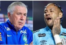 • Coach Ancellotti (left) is obviously worried about Neymar's (right) fitness issues