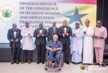 • Mr Debrah (third from left) with the awardees at the programme. With them is Mr Ablakwa (fourth from right)