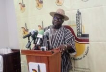 • Dr Ashigbey speaking at the press briefing
