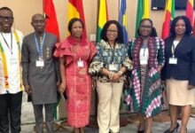 • Dr Binka (third from right) with participants at the meeting