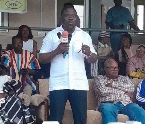 • The overall winners, the Frafra proudly lifts the ultimate trophy, a puppy. Inset: Mr Jajah speaking at the event