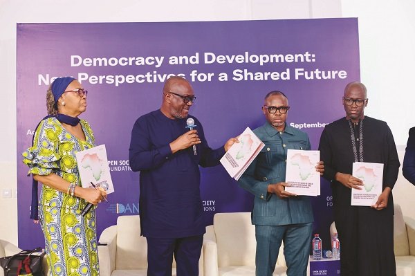 Professor Prempeh (second from left) launching the report