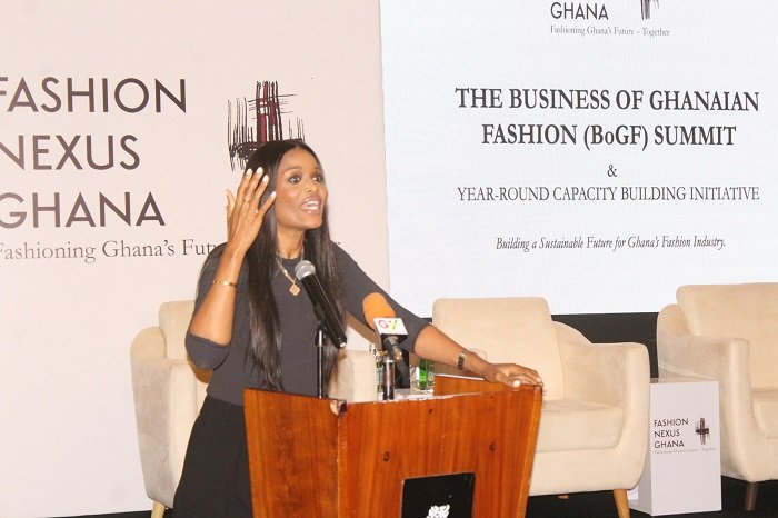 • Ms Hillary Andoh (inset) addressing participants at the launch. Photo: Ebo Gorman