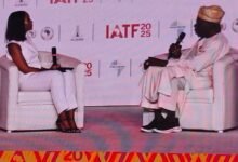 Former president Obasanjo speaking at the event