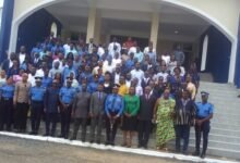 • Dignitaries and senior officers after the opening ceremony at Kpetoe Academy
