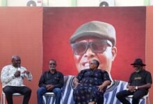 • Mr Yamoah (1st from left), Dr Agambila (2nd from left), Prof. Sutherland-Addy (3rd from left), and Ambassador Kabral-Blay Amihere (4th from left), during a panel discussion