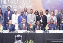 • Mr Jinapor (seated third from right), Mr Terkper (fifth from left) and Mr Khanna with some dignitaries at the opening ceremony Photo: Ebo Gorman