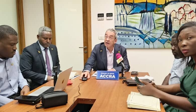 • Mr Galid (middle) addressing the media