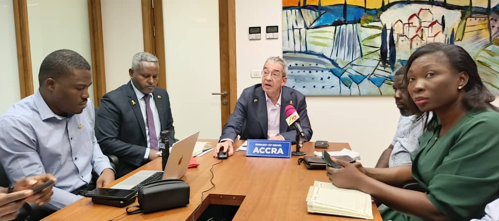 • Mr Galid (middle) addressing the media