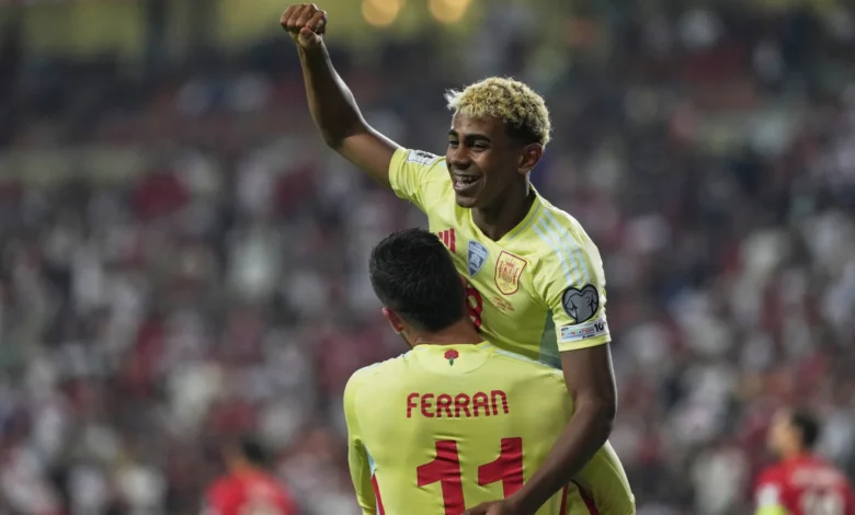 Lamine Yamal and Ferran Torres celebrates their recent victory over Turkey