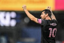 Messi celebrates his goal