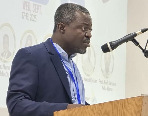 • Prof. Kofi Sarpong Adu-Manu (inset) speaking at the programme