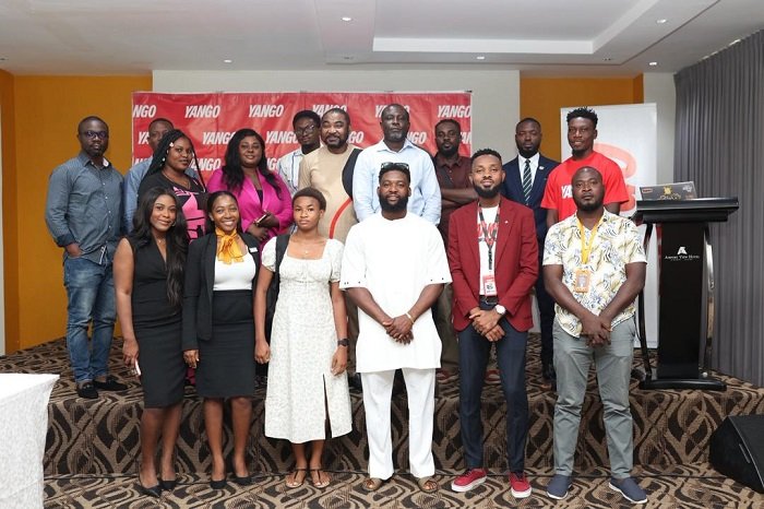 • Mr Otoo (second from right front row) with the Journalists