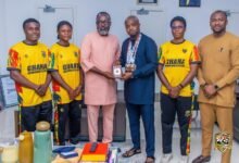 Mr Tameklo (third right) with Mr Osei Asibey next to him together with players and officials of both outfits