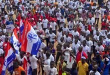 • The New Patriotic Party Youth Wing in a demonstration