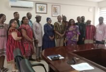 Dr Clement Apaak (in smock) with members of the delegation