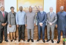 President Mahama (middle) with Tullow delegation and the government team