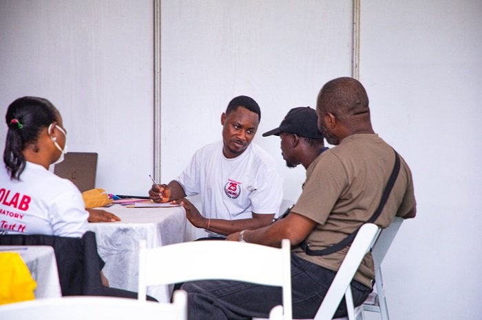 • Some men undergoing screening during the exercise