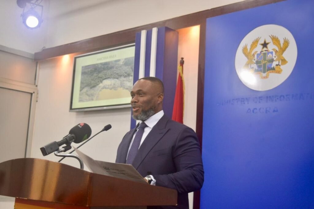 Mr Gilbert Adjei (inset) addressing the gathering