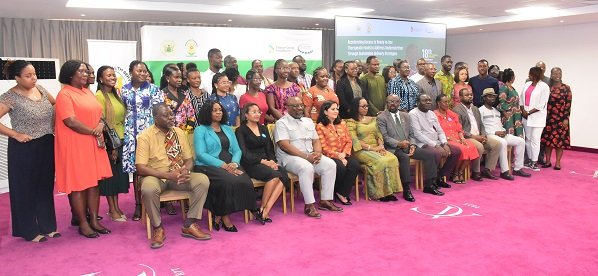 Dr Amissah (seated middle) with stakeholders after the meeting Photo: Seth Osabukle
