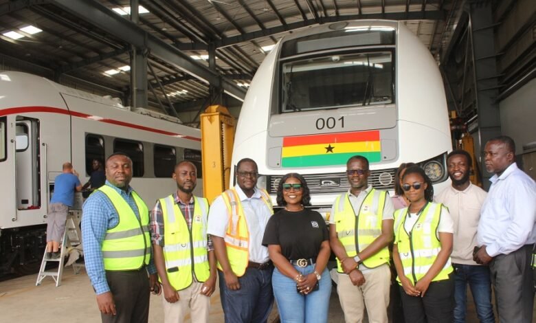 Tema-Mpakadan railway ------Ms Dorcas Affo-Toffey (middle) with staff of Ghana Railway Authority. Photo Ebo Gorman