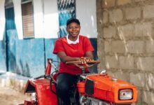 • The tractor assists farmers in their operations