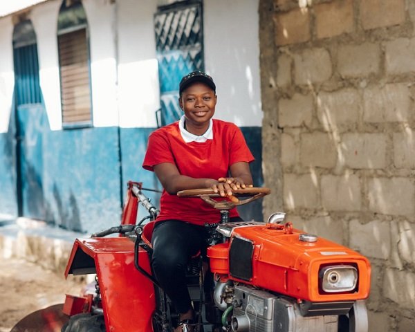 • The tractor assists farmers in their operations