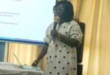 • Augustina Dechegwe Achigibah (inset) making a presentation at the forum