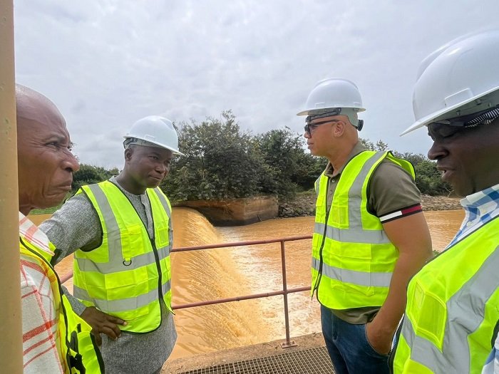• Mr Mutawakilu (second from right) at the Winneba pumping plant