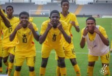 Players of the Black Starlets celebrating their win over Niger