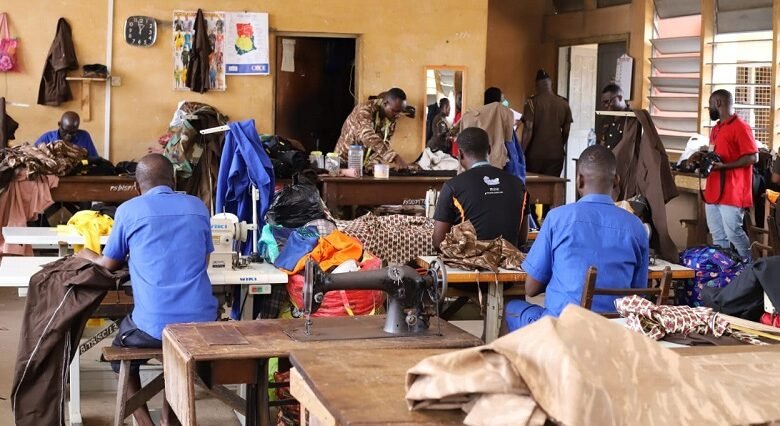 • Inmates learning sewing