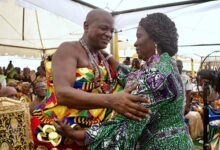 • Togbe Afede welcoming Vice President Prof Opoku-Agyemang