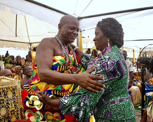 • Togbe Afede welcoming Vice President Prof Opoku-Agyemang
