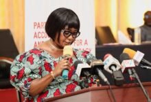 • Mrs Awatey addressing stakeholders at the event