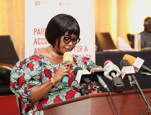 • Mrs Awatey addressing stakeholders at the event